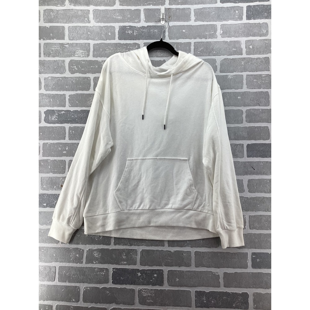 Fabletics Esmi Pullover Hoodie White Cotton Dropped Shoulder HE2043128-1010‎ M